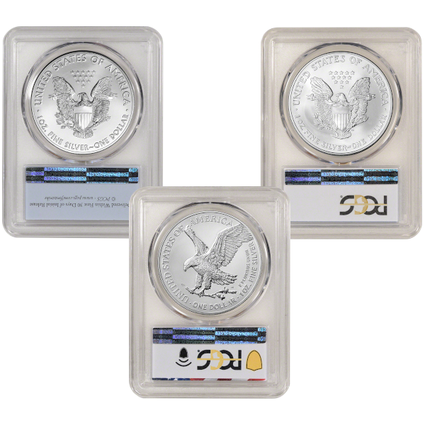 AMERICAN SILVER EAGLE NGC AND PCGS - 1 OZ AMERICAN SILVER EAGLE PCGS MS69 YEARS OF OUR CHOICE - 1SEP69