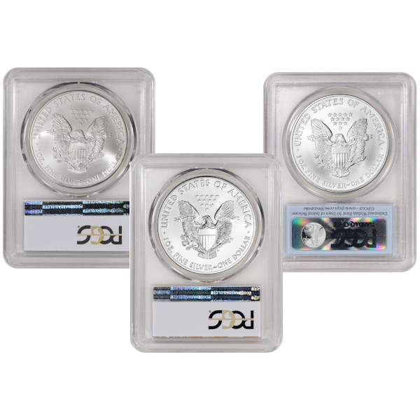 AMERICAN SILVER EAGLE NGC AND PCGS - 1 OZ AMERICAN SILVER EAGLE PCGS MS70 YEARS OF OUR CHOICE - 1SEP70