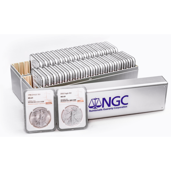AMERICAN SILVER EAGLE NGC AND PCGS - 1986-2026 1 OZ AMERICAN SILVER EAGLE SET OF 42 COINS - 1SESET8626