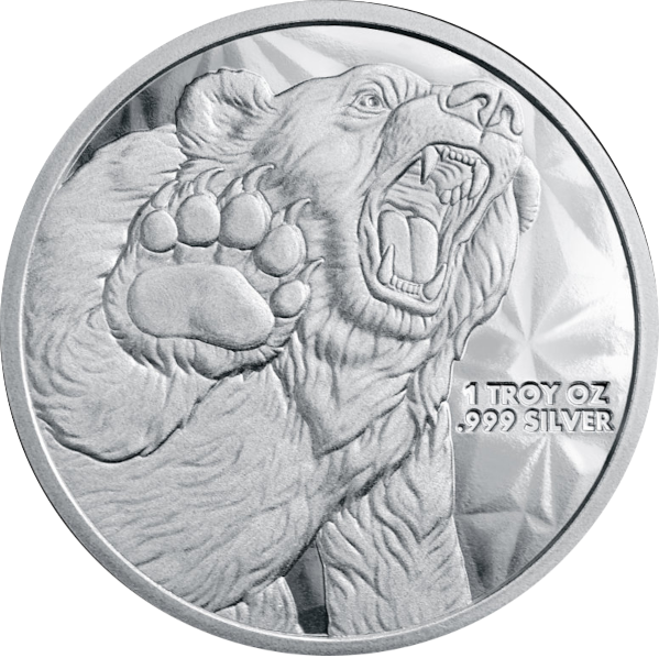 SILVER ROUNDS 1 OZ - 1 OZ SILVER ROUND BULL AND BEAR GOLDEN STATE MINT - 1SRDBBGSM
