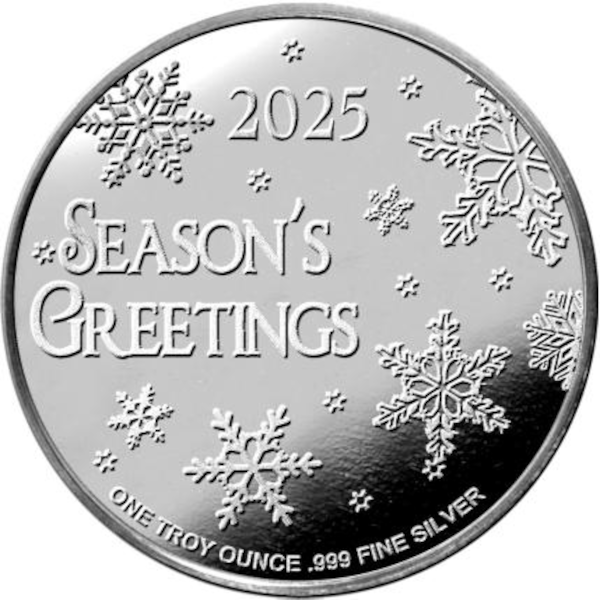 SILVER ROUNDS 1 OZ - 1 OZ SILVER CHRISTMAS ROUND SNOWMAN - 1SRDCRSN