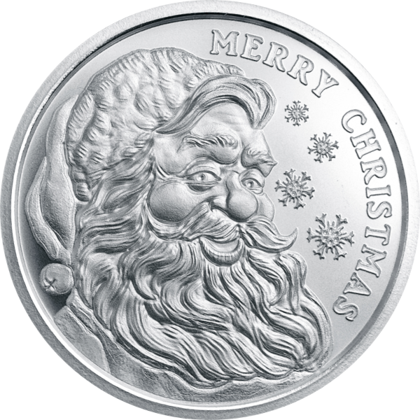 SILVER ROUNDS 1 OZ - 1 OZ SILVER ROUND CHRISTMAS SANTA GOLDEN STATE MINT - 1SRDSAGSM