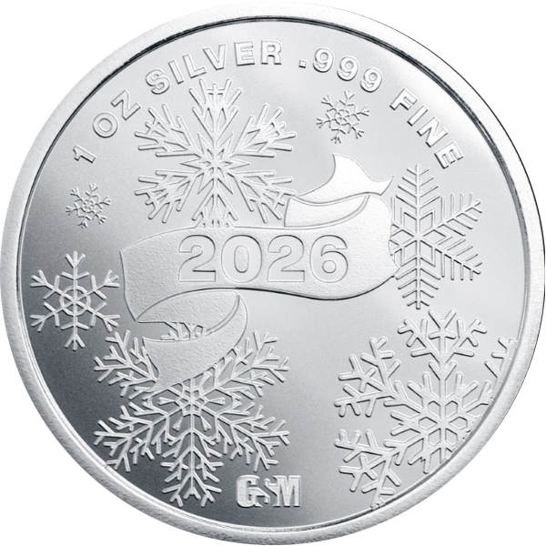 1 oz Silver Round Christmas Santa Golden State Mint, back