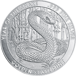 1 OZ SILVER ROUND YEAR OF THE SNAKE GOLDEN STATE MINT