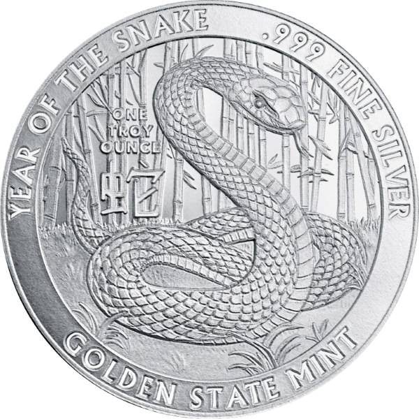 1 OZ SILVER ROUND YEAR OF THE SNAKE GOLDEN STATE MINT