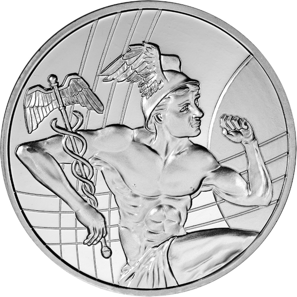 SILVER ROUNDS 1 OZ - 1 OZ SILVER ROUND SUNSHINE MERCURY - 1SRDSSM