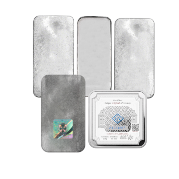 SILVER BARS ASSORTED WEIGHT - 250 GRAM SILVER BAR - 250GRSB