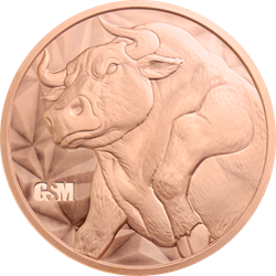 2 oz Copper Round Bull And Bear Golden State Mint