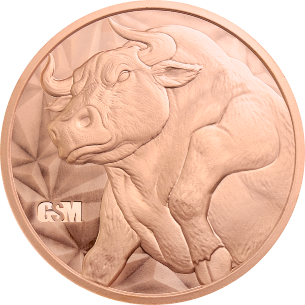 2 oz Copper Round Bull And Bear Golden State Mint, front