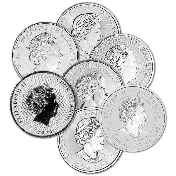 WORLD SILVER - 2 OZ SILVER SOVEREIGN MINT COINS MISC TYPE - 2SC