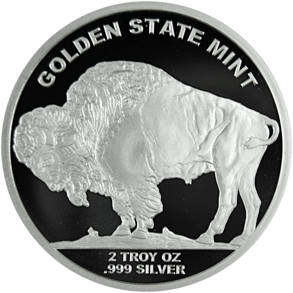 SILVER ROUNDS 2 OZ - 2 OZ SILVER ROUND BUFFALO DESIGN GOLDEN STATE MIN - 2SRDBUGSM