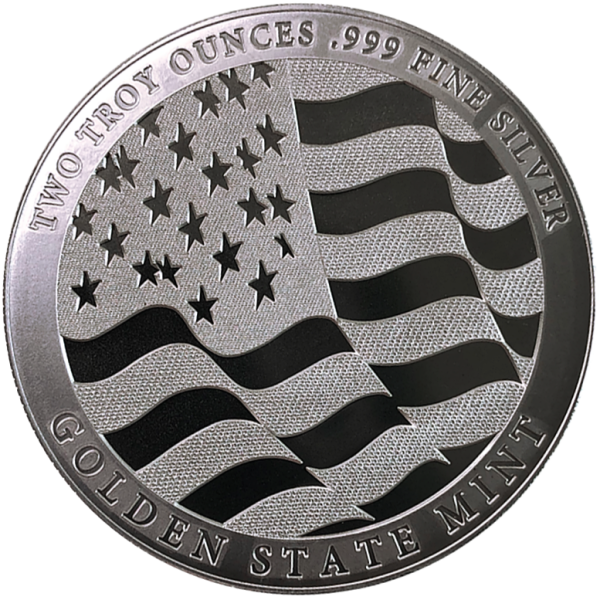 SILVER ROUNDS 2 OZ - 2 OZ SILVER ROUND EAGLE GOLDEN STATE MINT - 2SRDEAGSM