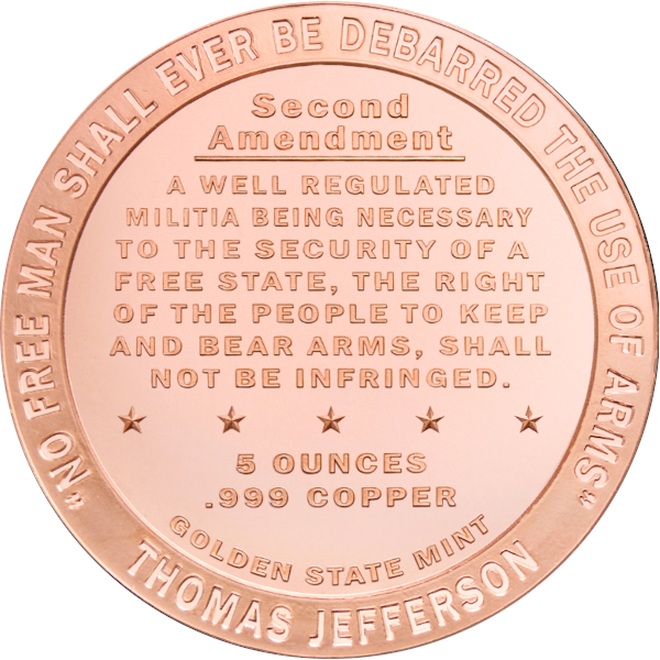 COPPER - 5 OZ COPPER ROUND SECOND AMENDMENT - 5CRDSE