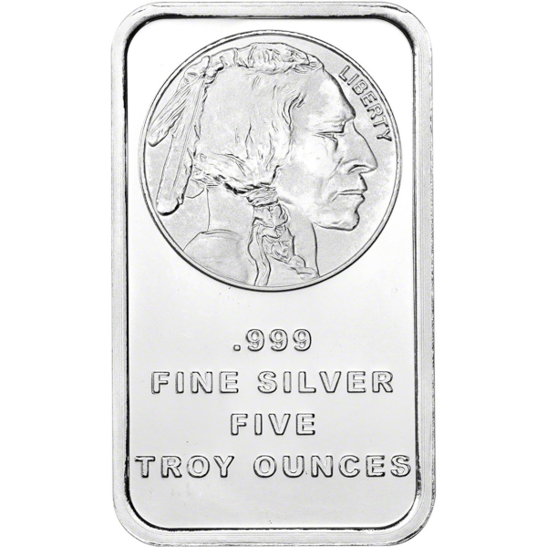 SILVER BARS ASSORTED WEIGHT - 5 OZ SILVER BAR BUFFALO SILVERTOWNE - 5SBBUST