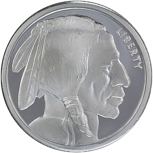 SILVER ROUNDS 5 OZ - 5 OZ SILVER ROUND BUFFALO DESIGN GOLDEN STATE MINT - 5SRDBUGSM