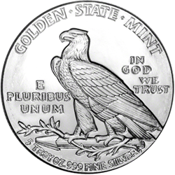 Golden State Mint Incuse Indian 5 oz .999 Silver Round
