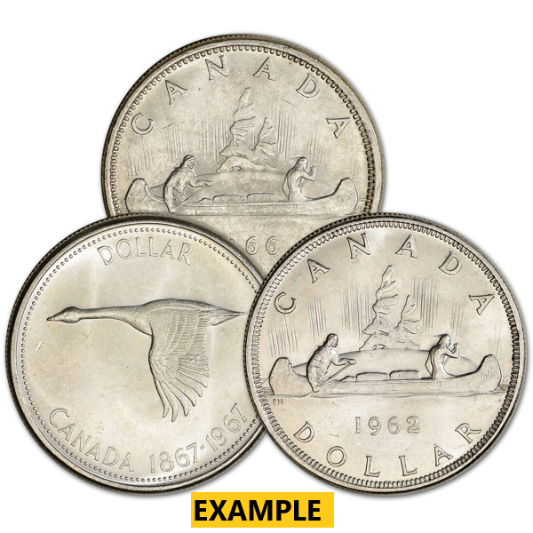 CANADIAN SILVER DOLLAR COIN BU (.80 FINE)