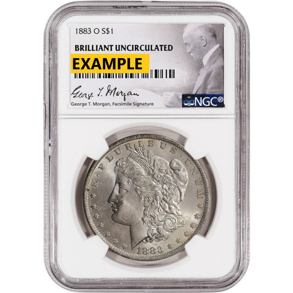 1883-O MORGAN SILVER DOLLAR NGC BU G.T. MORGAN LABEL
