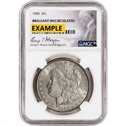 1921 MORGAN SILVER DOLLAR NGC BU G.T. MORGAN LABEL