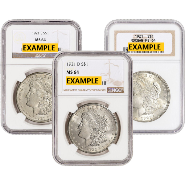 SILVER DOLLARS - 1921 AMERICAN SILVER MORGAN DOLLAR NGC64 - RMORG$NGC6421